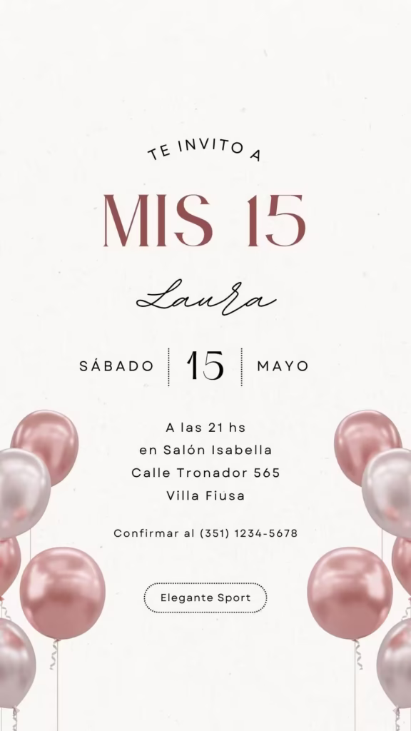 Tarjeta de 15 años