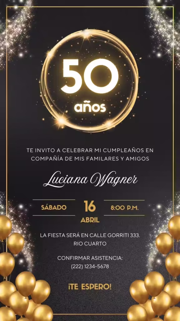 Invitacion de cumpleanos 50 anos 1