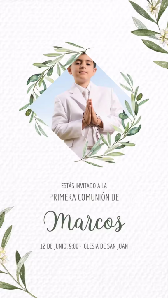 Tarjeta comunión para descargar y editar