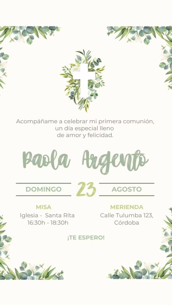 Tarjeta de Comunión para editar